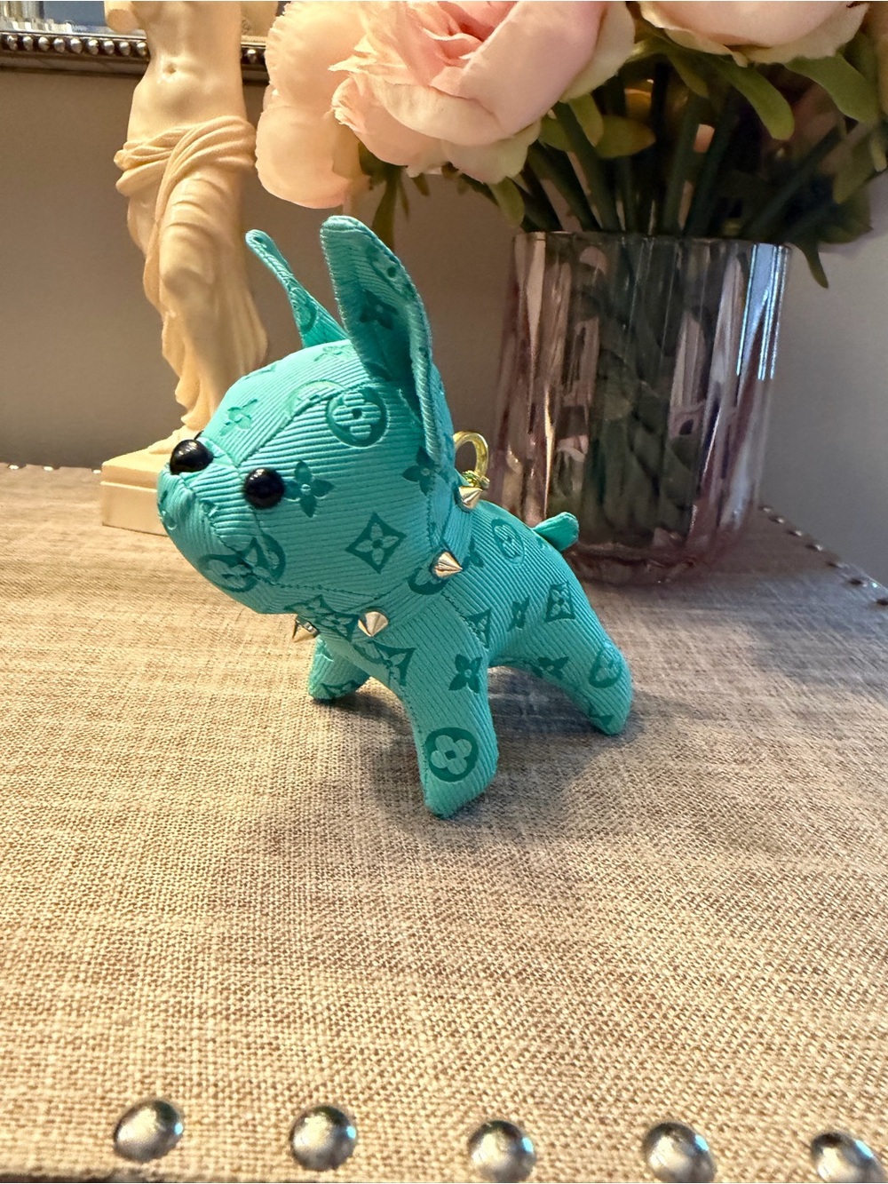 Teal fashion Monogram Puppy Charm with Gold Chain - Picture 6 of 7